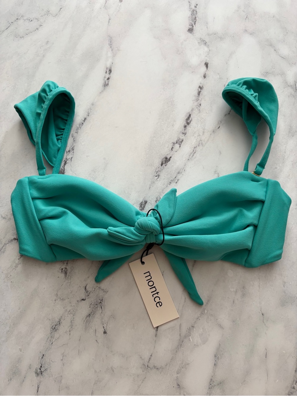 Montce Swim Bikini Top Teal Cabana Removable Straps Nwt Small
